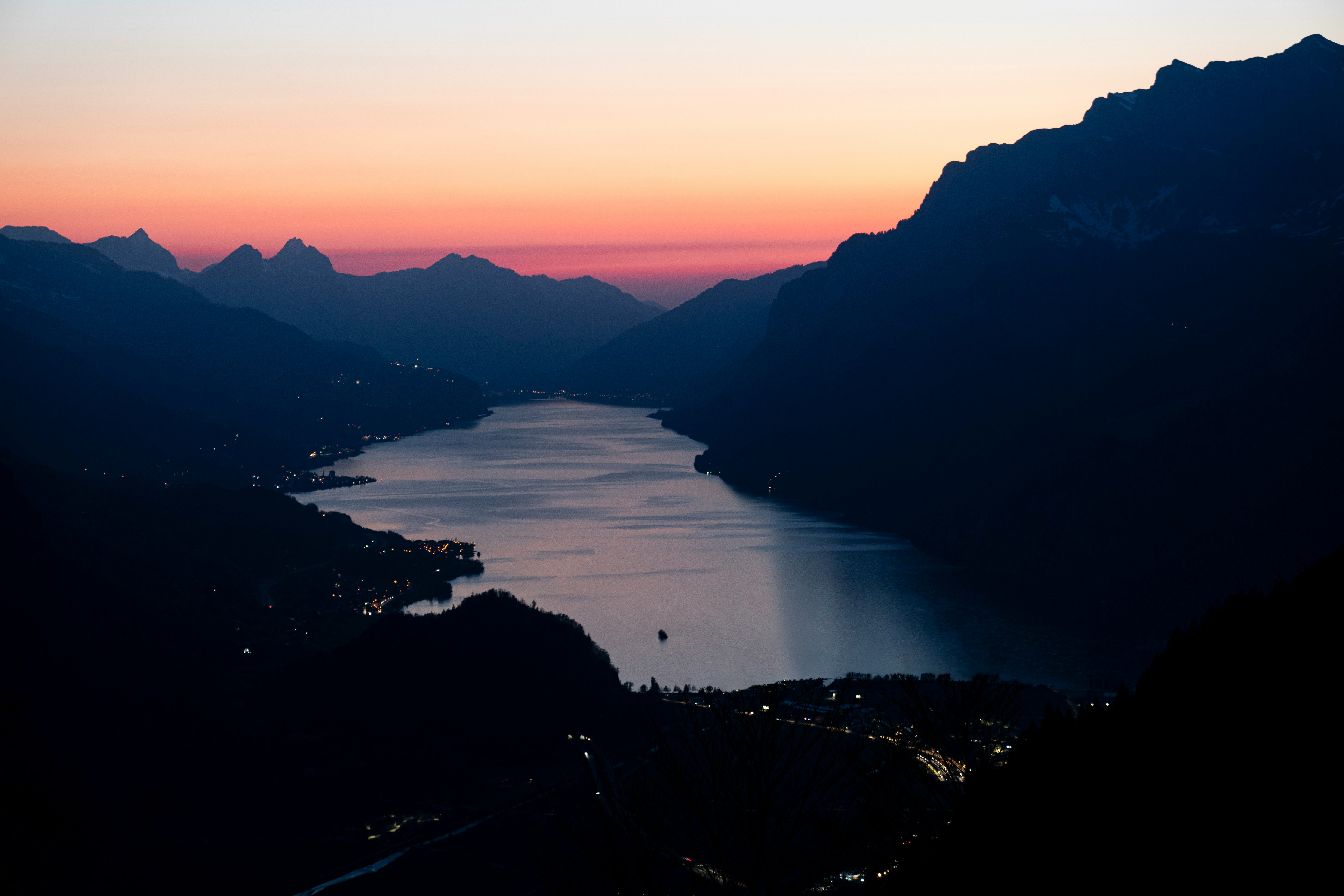 silhouette of mountains during sunset